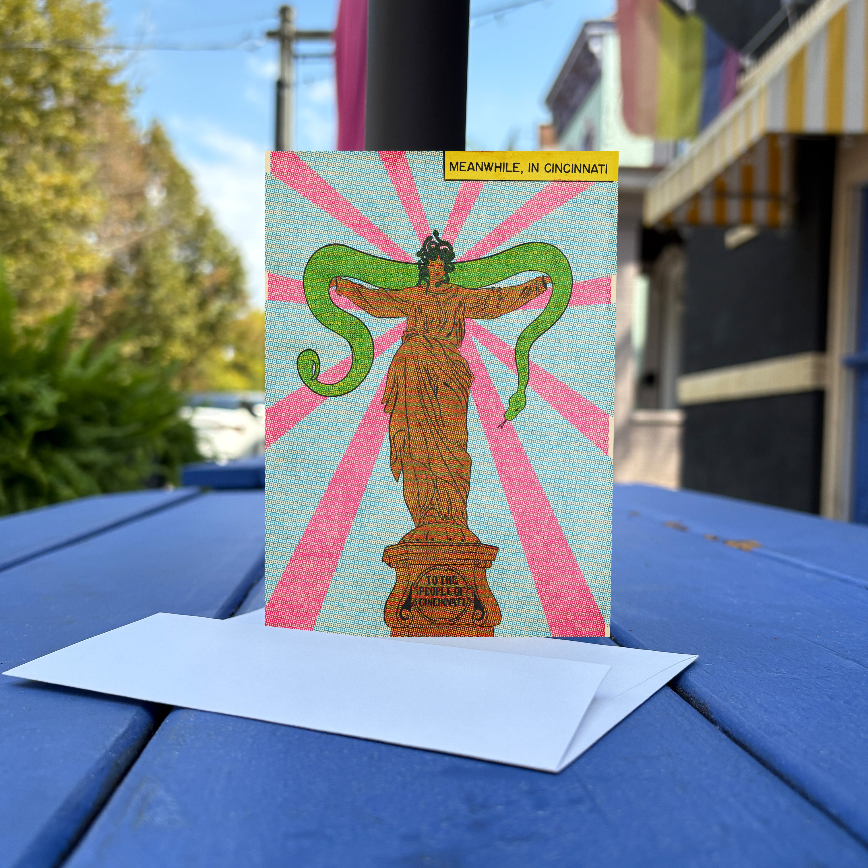 Medusa Statue of Fountain Square Cincinnati Ohio Greeting Card