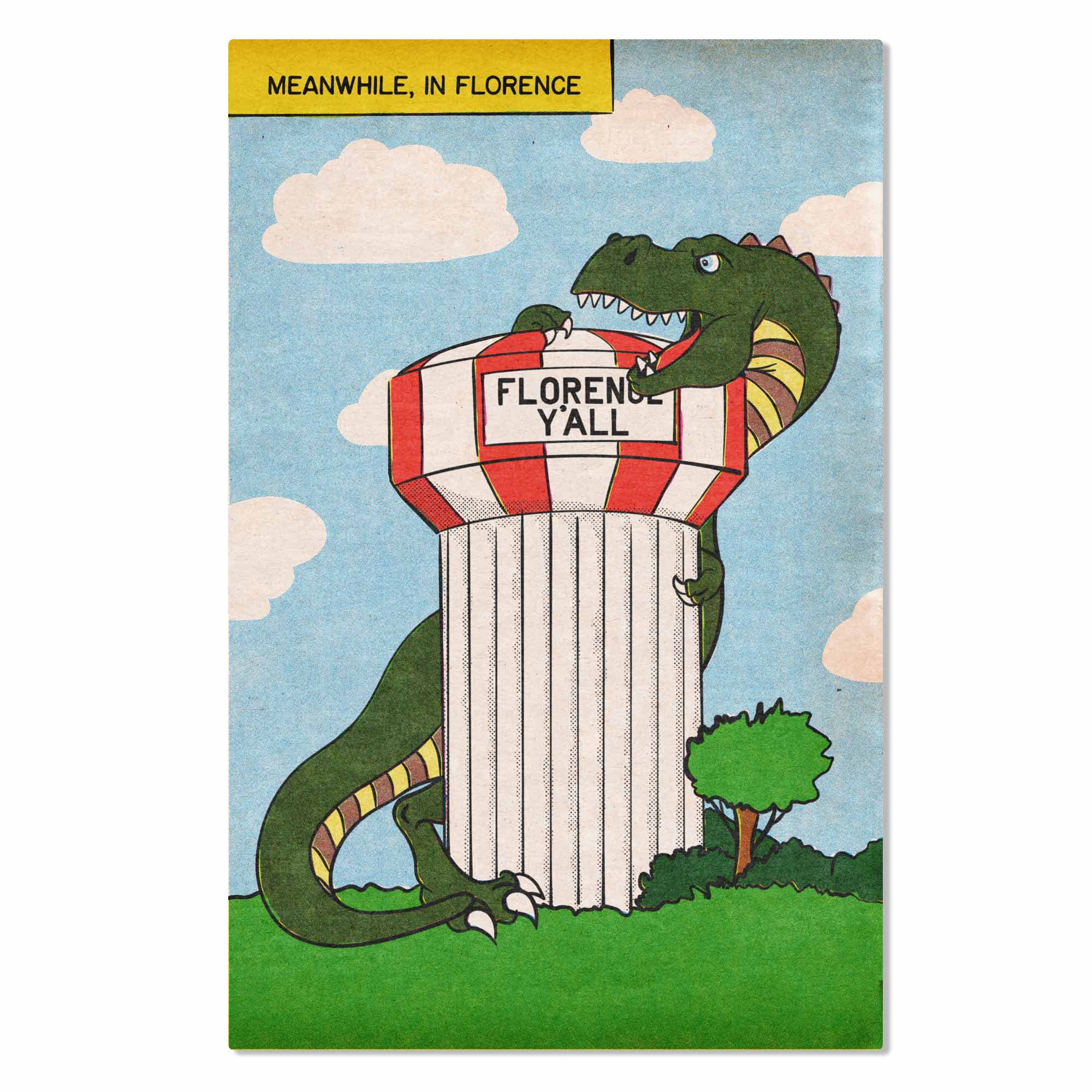 T-Rex Florence Y'all Comic Book Art Print
