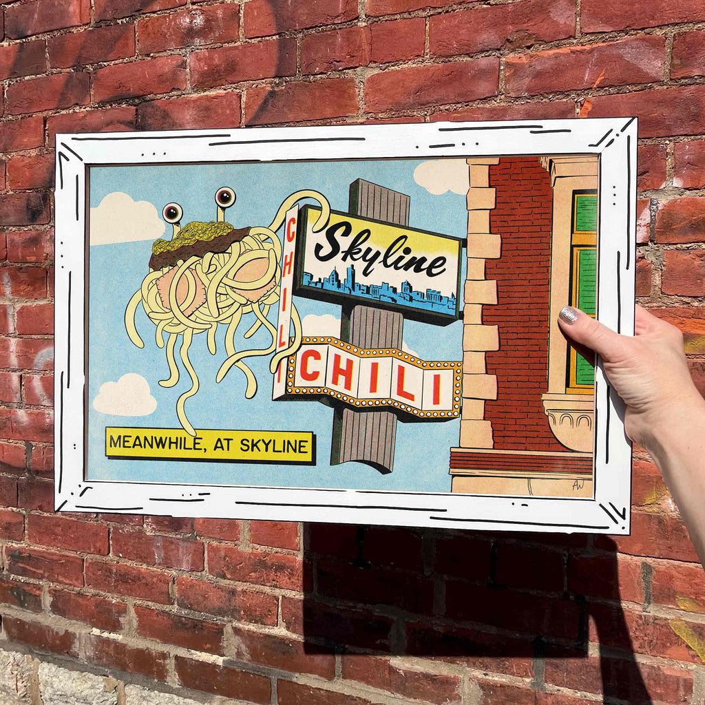 Flying Spaghetti Monster Visits Clifton Skyline Chili