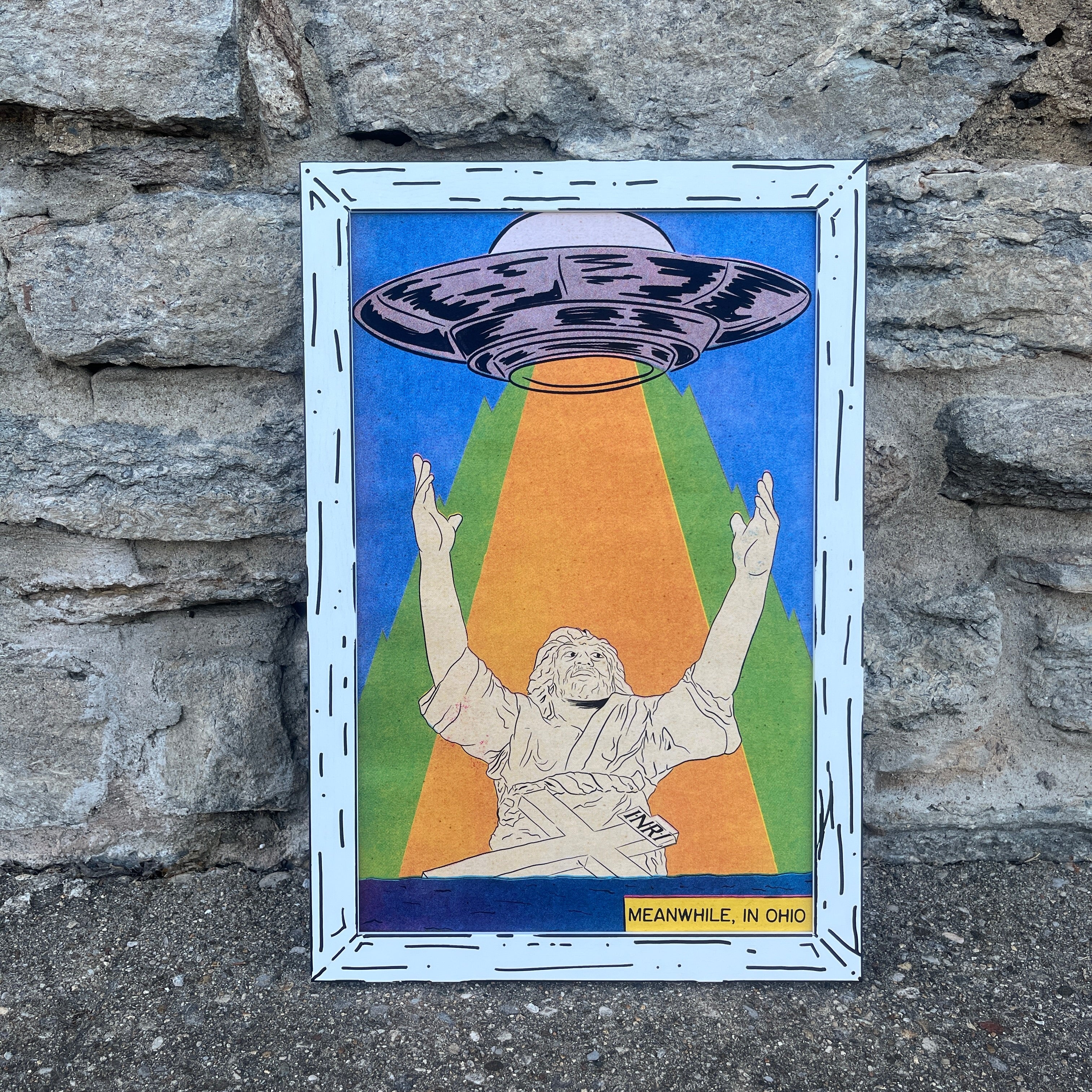 Big Butter Jesus Ohio Statue (Touchdown Jesus Abduction) Art Print