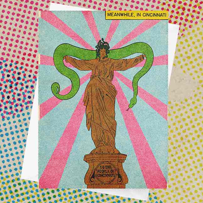 Medusa Statue of Fountain Square Cincinnati Ohio Greeting Card