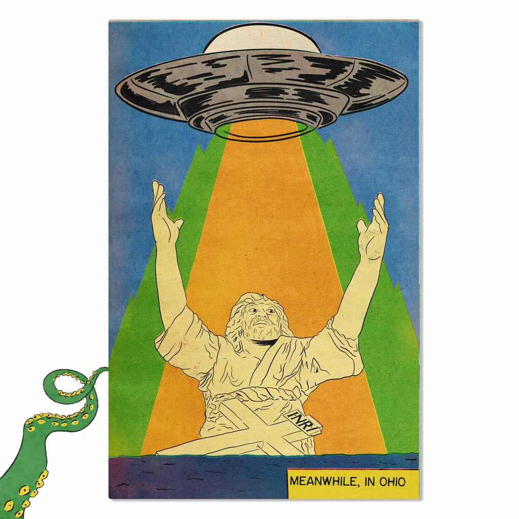 Big Butter Jesus Ohio Statue (Touchdown Jesus Abduction) Art Print