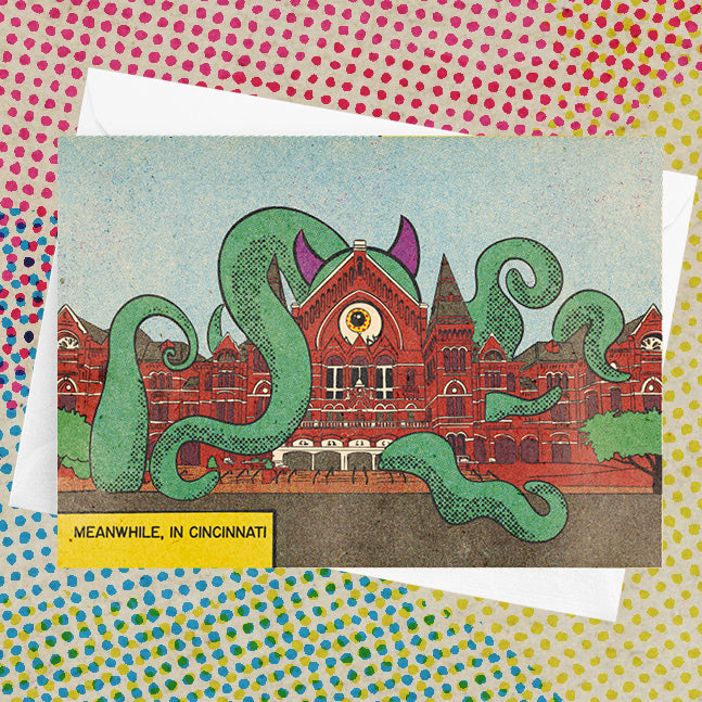 Cincinnati Music Hall Octopus Attack Greeting Card
