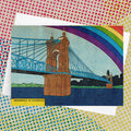 Covington Roebling Bridge Rainbow Greeting Card
