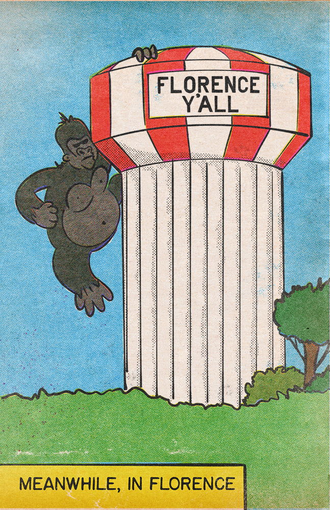 Florence Y'all Water Tower Gorilla Attack Art Print