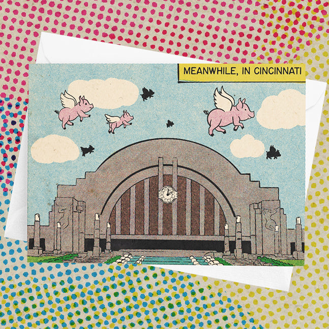 Cincinnati Union Terminal Flying Pig Greeting Card