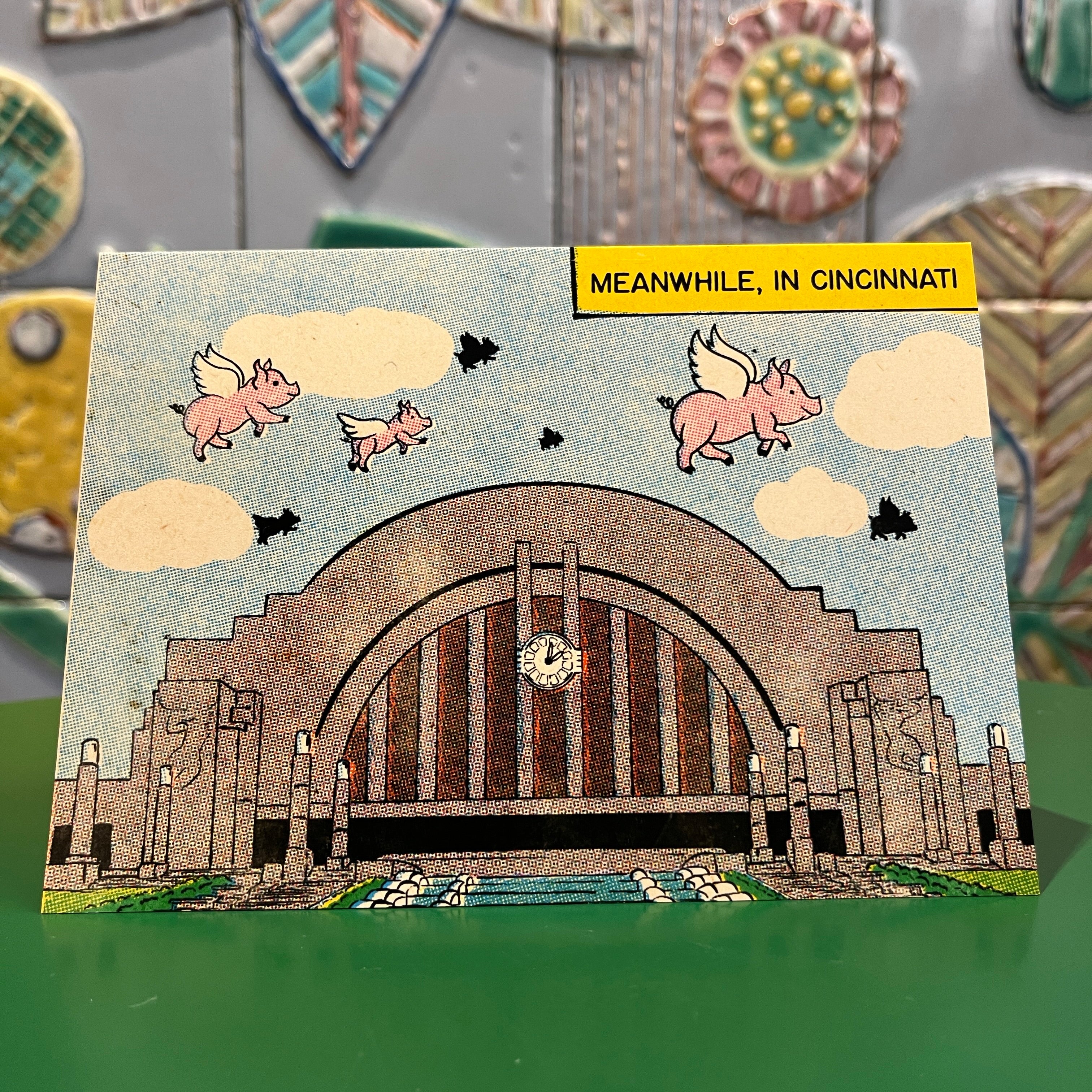 Cincinnati Union Terminal Flying Pig Greeting Card