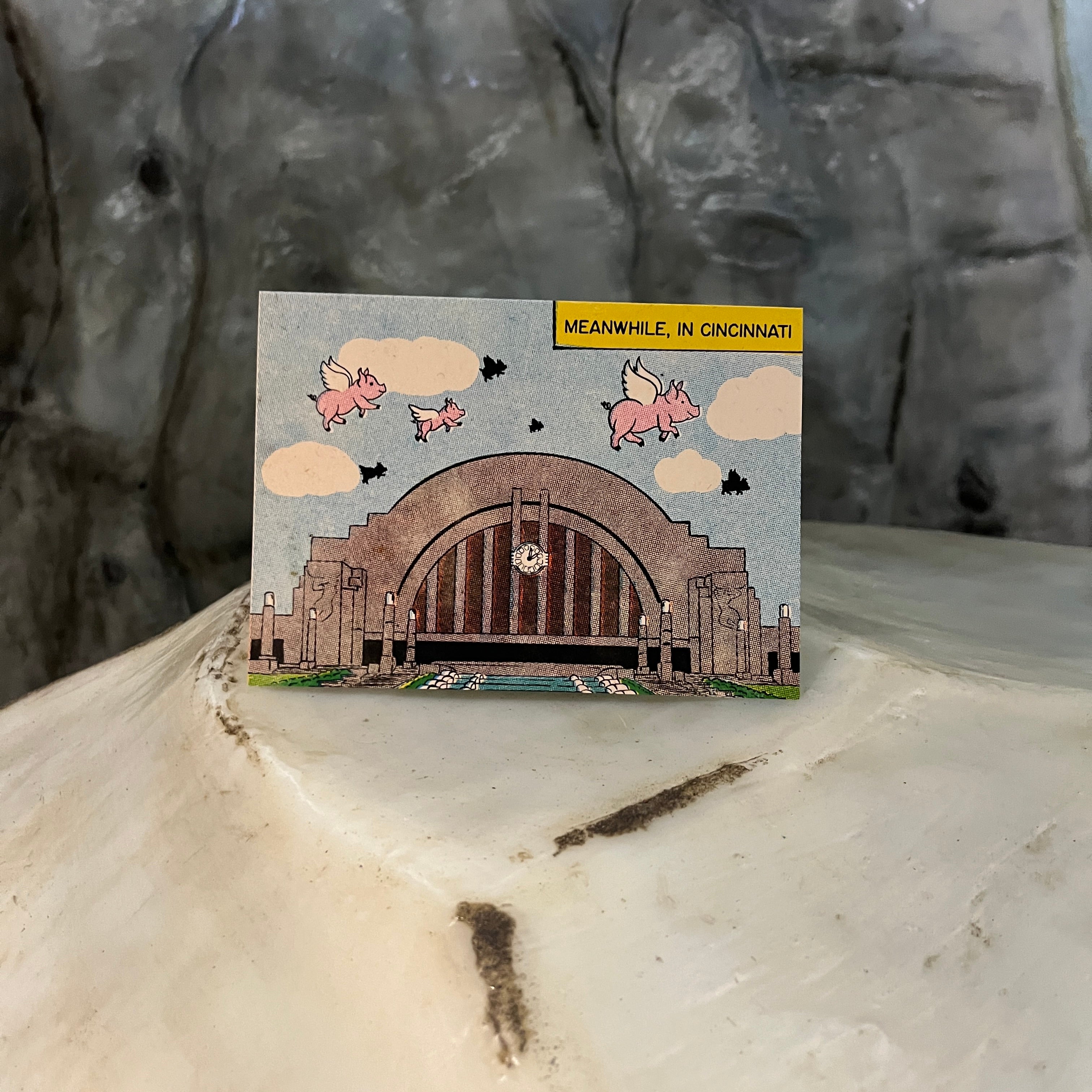 Cincinnati Union Terminal Flying Pig Greeting Card